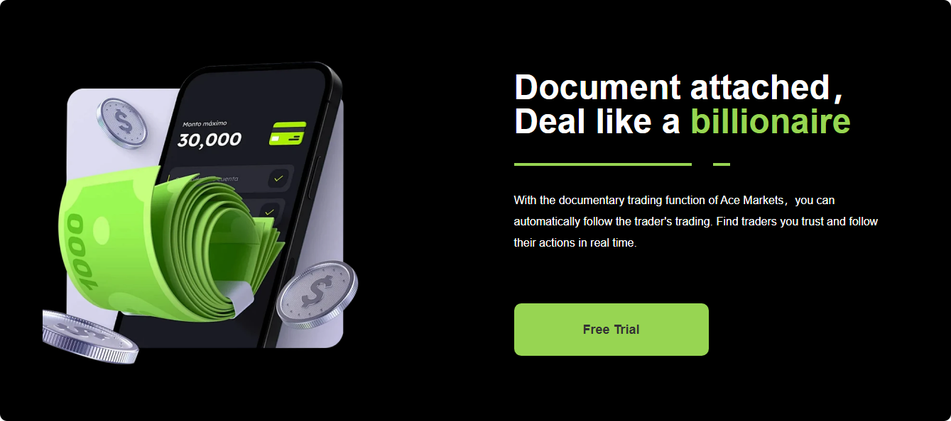 Start trading with Ace Markets in 3 steps. Earn money automatically and get bonus easily.