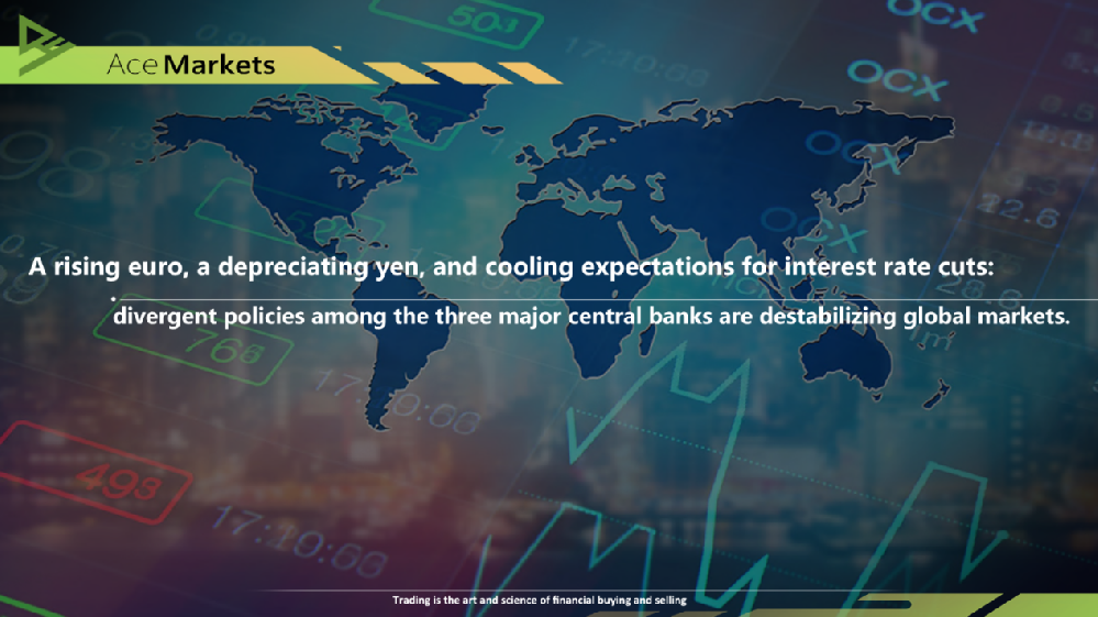 A rising euro, a depreciating yen, and cooling expectations for interest rate cuts: divergent policies among the three major central banks are destabilizing global markets