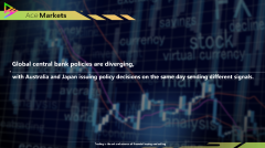 Global central bank policies are diverging, with Australia and Japan issuing policy decisions on the same day sending different signals
